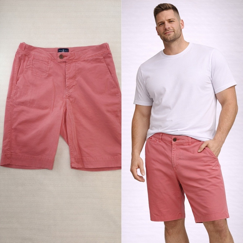 Psycho Bunny Mens Salmon Pink Chino Shorts Size 33 Stretch Cotton Adjusters